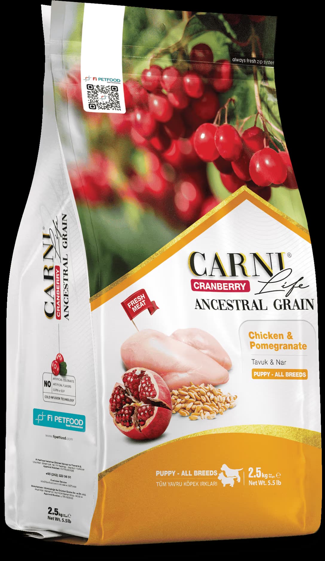 CARNI LIFE CRANBERRY ANCESTRAL GRAIN DOG CHICKHEN & POMEGRANATE PUPPY ALL BREEDS